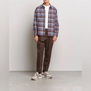 NN 07. | Mens Deon Brushed Flannel Checked Shirt Brown/Blue | size large